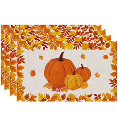 4pcs Colorful Halloween Autumn Pumpkin Placemats Heat Insulation Table Mat