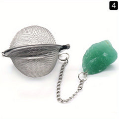 Stainless Steel Tea Infuser Ball Strainer with Healing Stones Rose Quartz