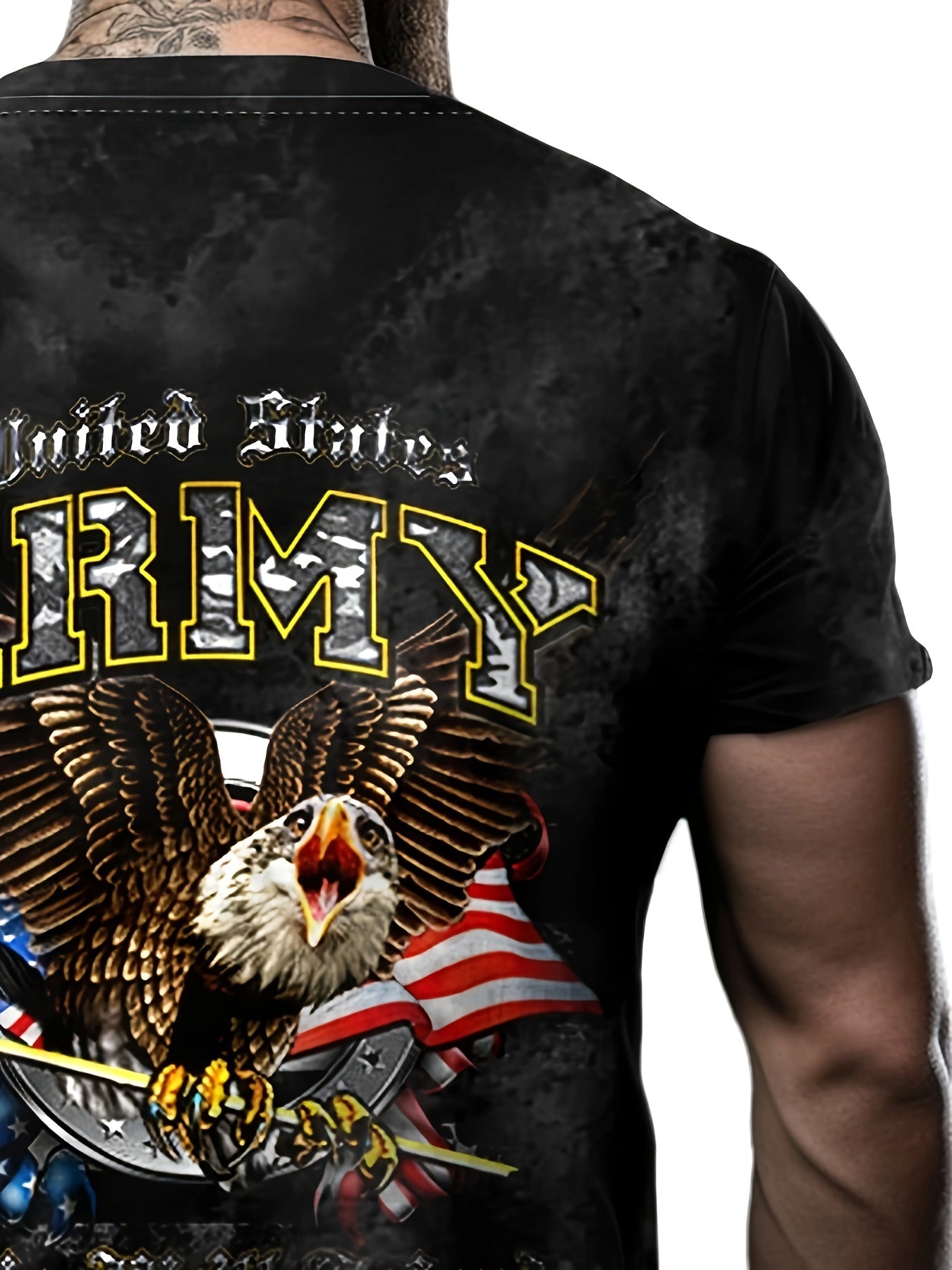 Men's Eagle Print Short Sleeve T-shirt Graphic Tee