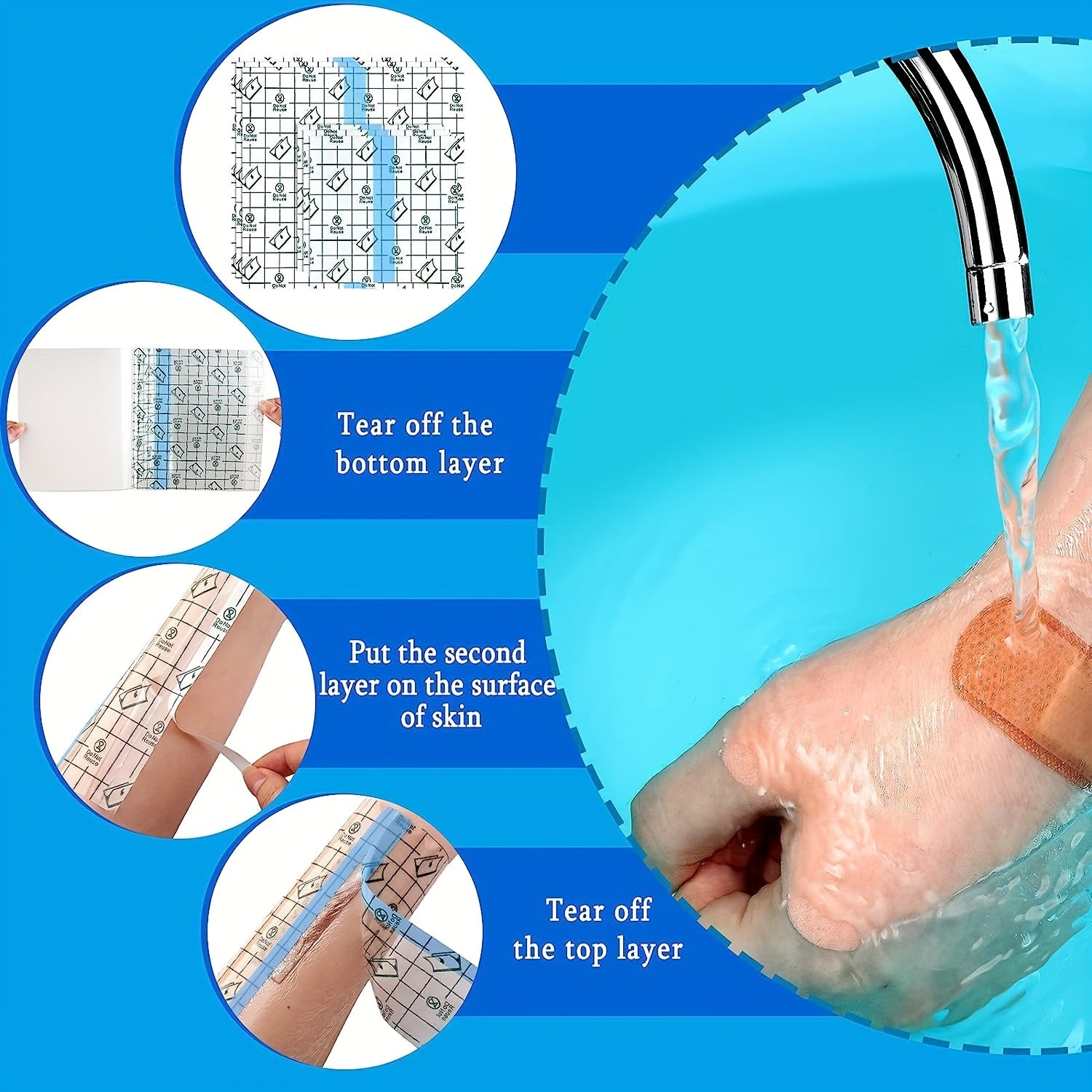50 Clear Waterproof Adhesive Bandage for Tattoos, Keeps Tattoos Dry
