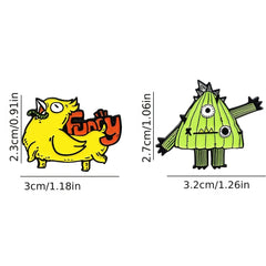 Funny Chicken Head Dog Body Green Monster Cartoon Brooch