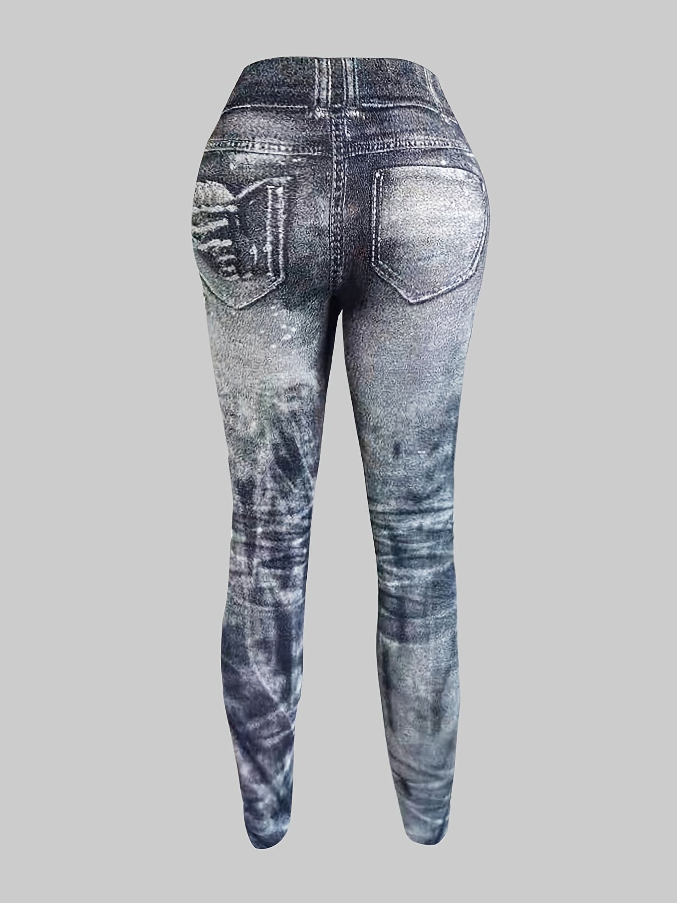 Denim Print High Waist Leggings for Women