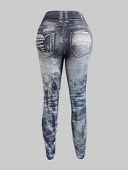 Denim Print High Waist Leggings for Women