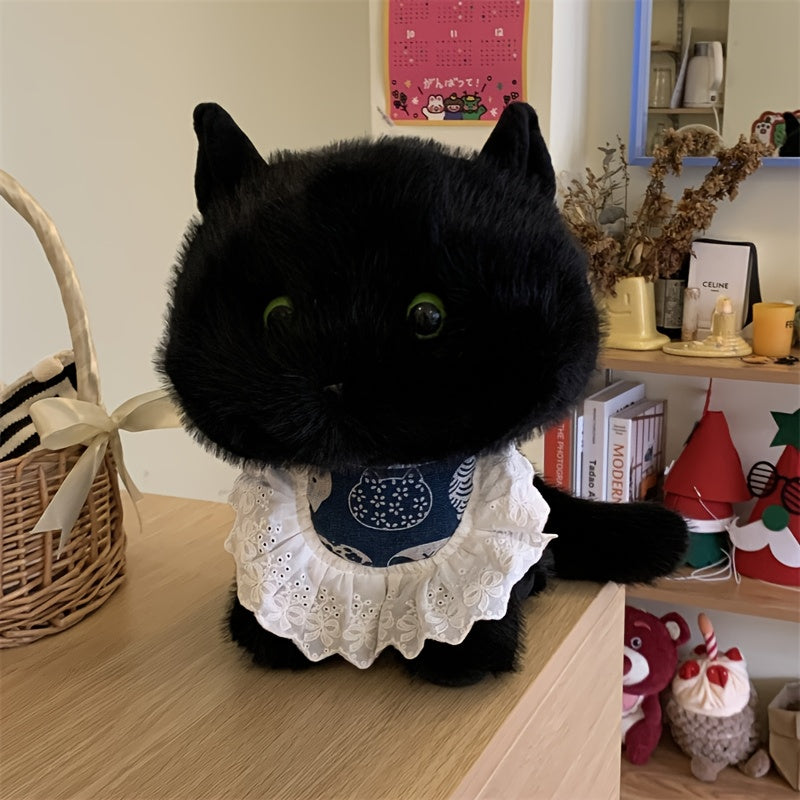 Cat Plush Doll Soft Fluffy Chubby Body with Expressive Eyes Plush Furry Texture