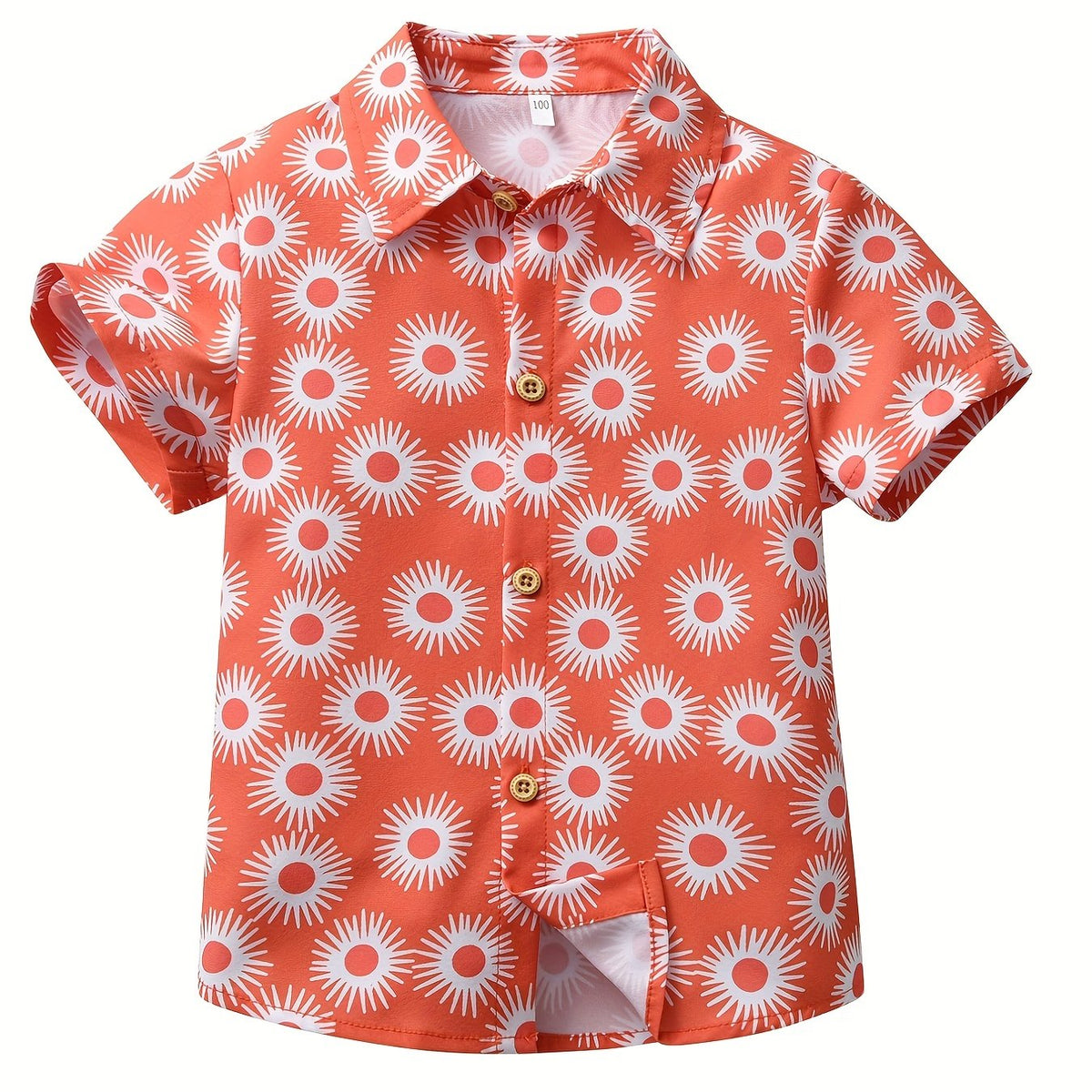 Boys Geometric Print Button Down Short Sleeve Shorts Set