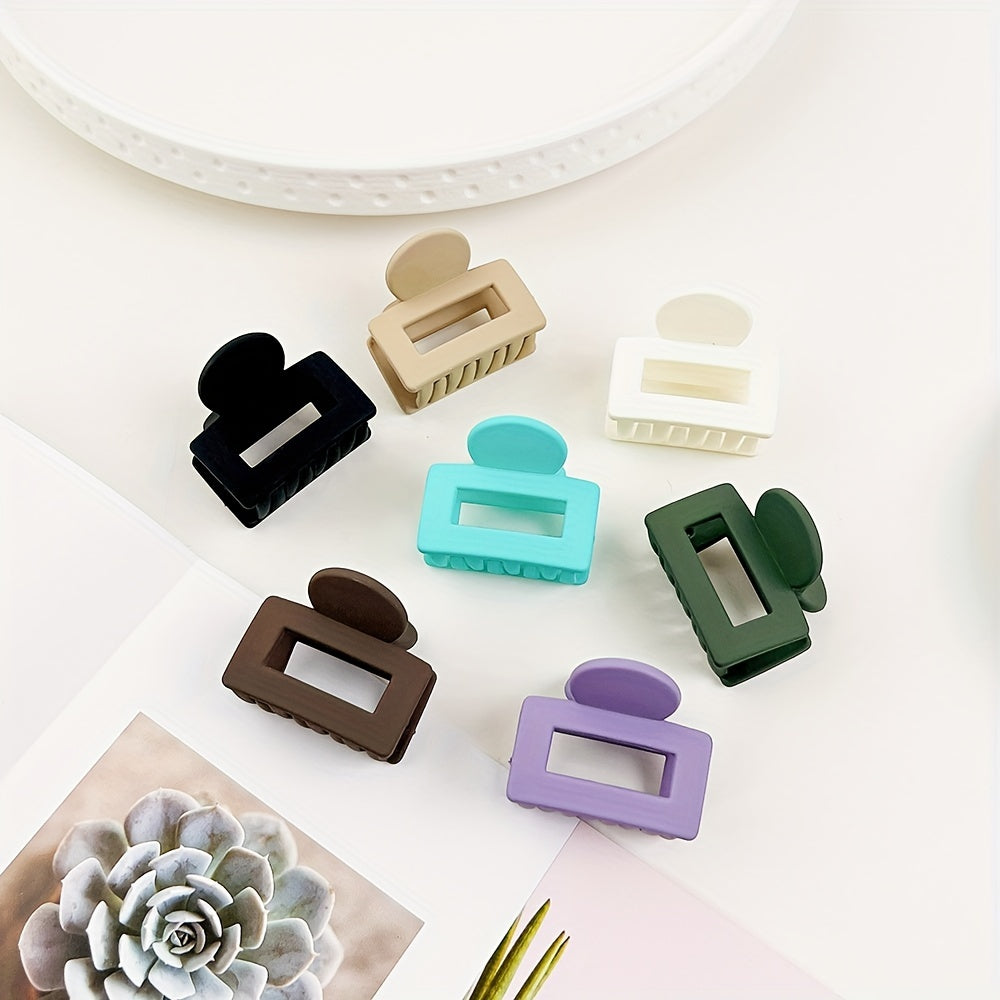 8pcs Frosted Square Hair Claw Mini Hair Clip Solid Hair Accessory