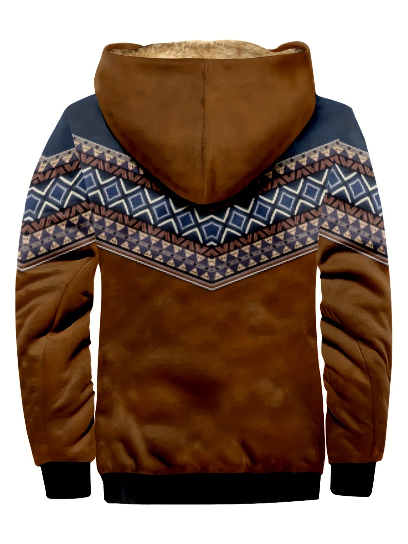 Men's Thick Retro Hooded Jacket Fleece Winter Warm Coat