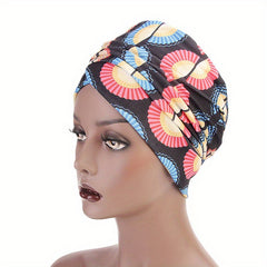 Boho Geometric Print Turban Hat Floral Pattern Chemo Cap Head Wrap