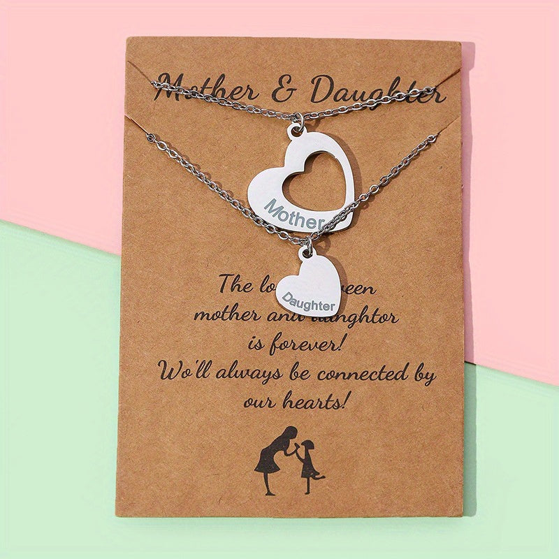 Mother & Daughter Heart Collar Necklace, Holiday Gift