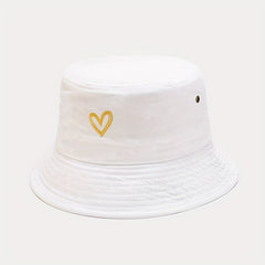 Sunshade Bucket Hat Love Pattern Embroidered Sun Hat