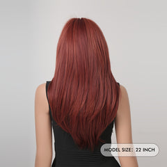 55 88 Cm Butterfly Haircut Omber Long Straight Layered Wigs Synthetic Hair