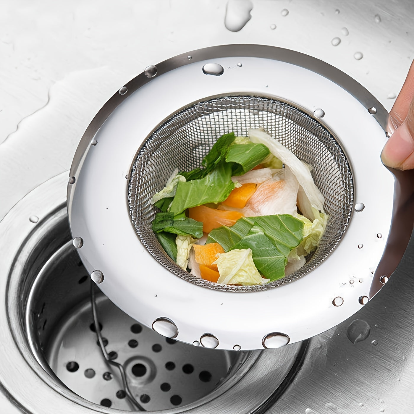 2pcs Kitchen Sink Filter Net Stainless Steel Large Universal 4.4in 1.3in