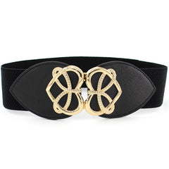 Heart Buckle Wide Elastic Waistband Long Belt Dress Adornment