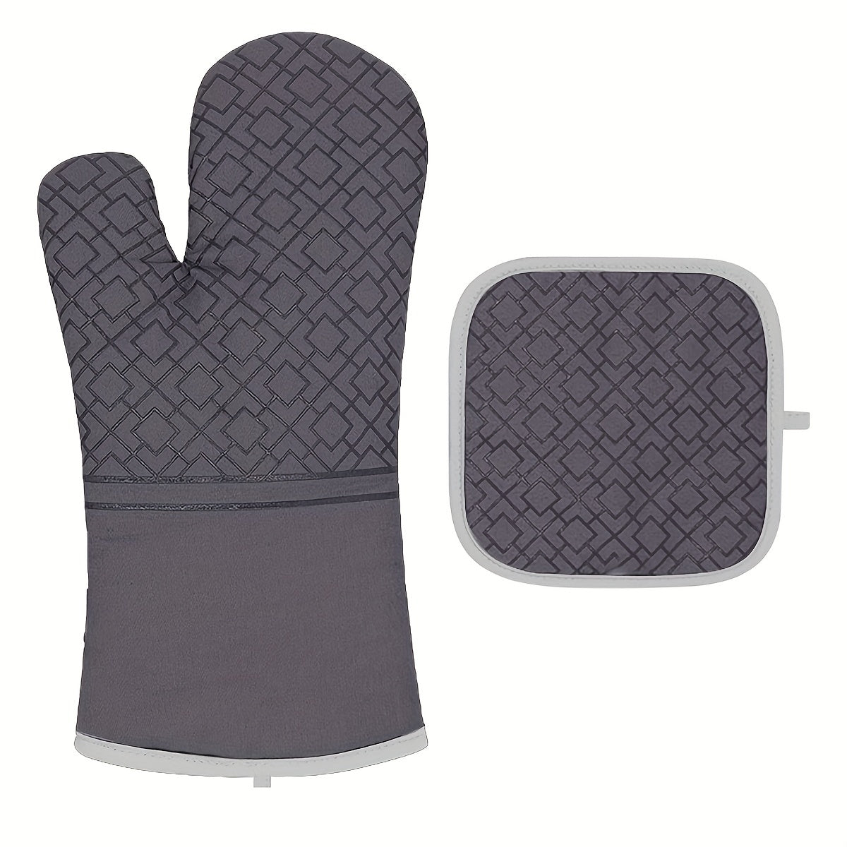 2 Colorful Printed Cotton Oven Mitts, Heat Resistant & Non Slip Grip