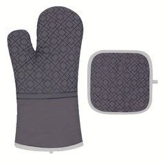 2 Colorful Printed Cotton Oven Mitts, Heat Resistant & Non Slip Grip