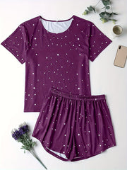  Star Print Tee & Shorts Pajama Set