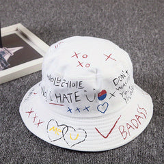 Hip Hop Graffiti Bucket Hat UV Protection Couple Sun Hat