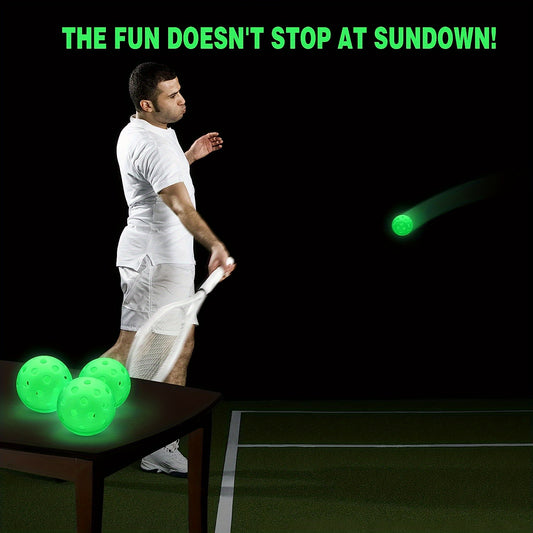3pcs Luminous Pickleball 40 Holes Outdoor Pickleball With Net Bag