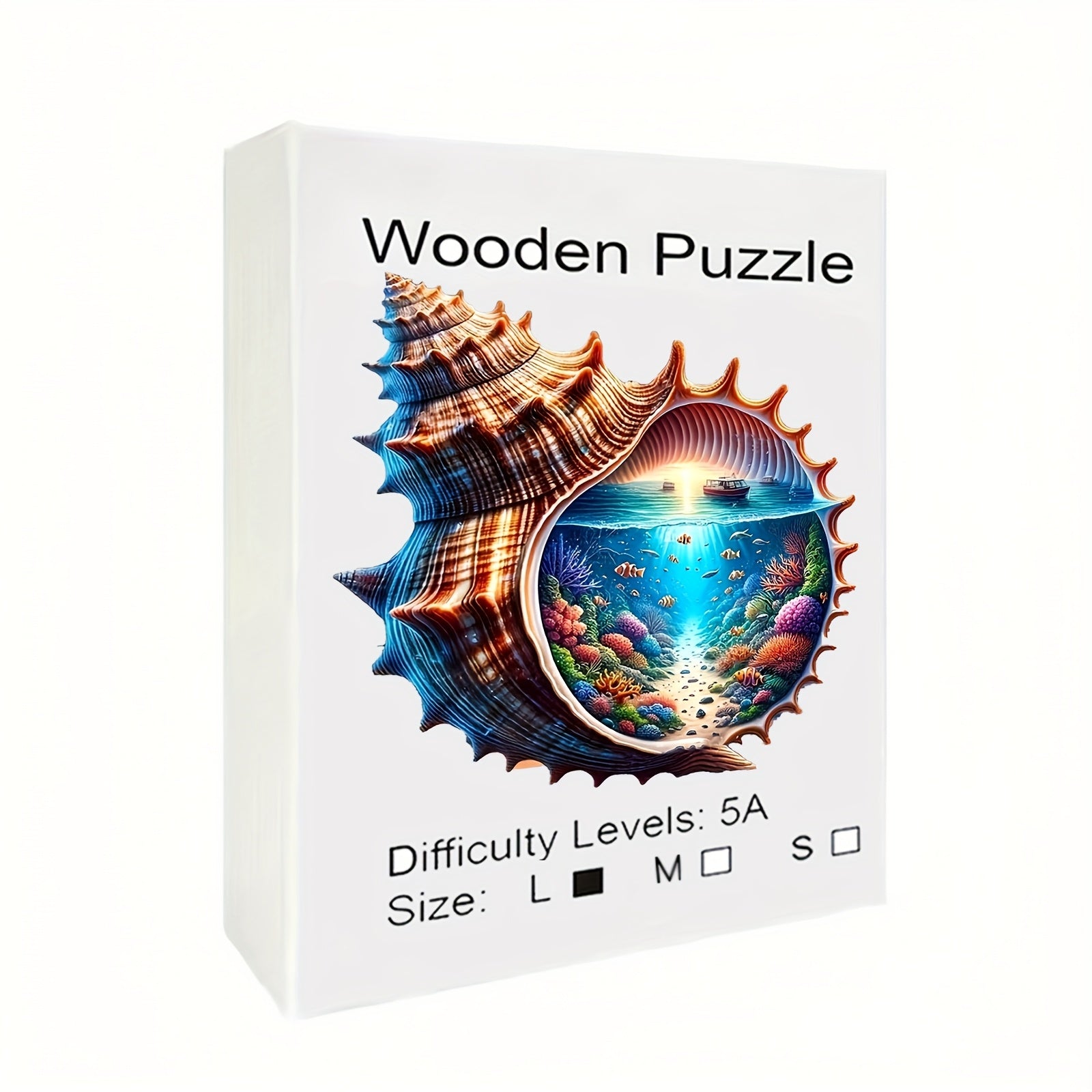 Seashell Underwater World Wooden Puzzle High Difficulty Brain Teaser for Adults