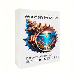 Seashell Underwater World Wooden Puzzle High Difficulty Brain Teaser for Adults