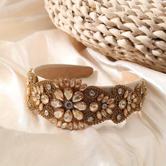 Baroque Rhinestone Headband Wide Head Hoop Crystal Headdress Flower Hair Band