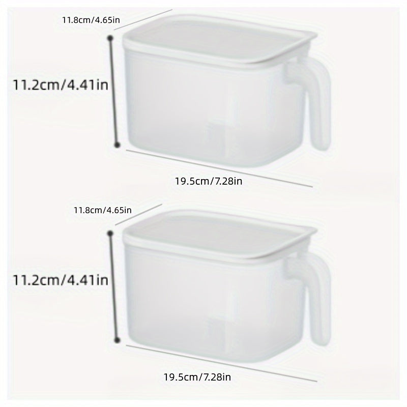 2pcs Refrigerator Storage Box Transparent Handle With Cover