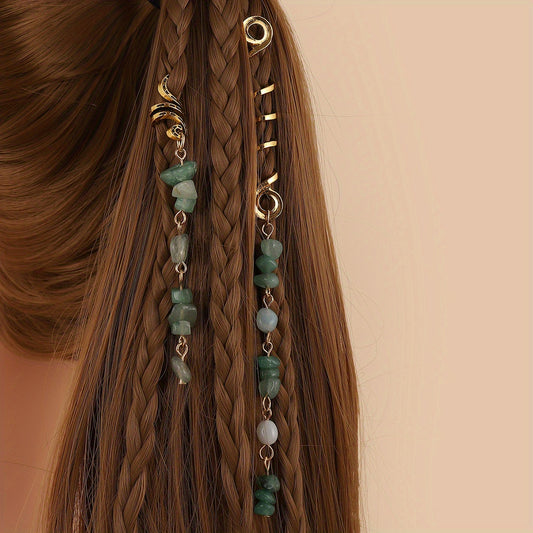 Stone Pendants Braided Hair Access. Dress Up Accessories for Girls Kids