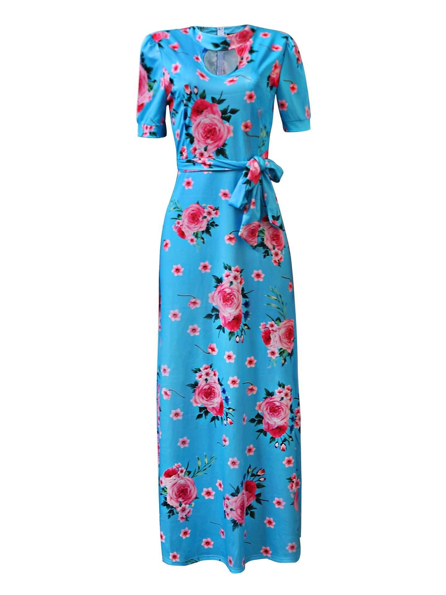 Floral Print Cut Out Maxi Dress Women's Plus Size