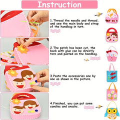 Kids Handbag Sewing Kit with Safety Needle & Felt Fabric