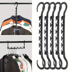 5pcs 5 Hole Plastic Clothes Hanger Folding Clothes Rack Space Saving