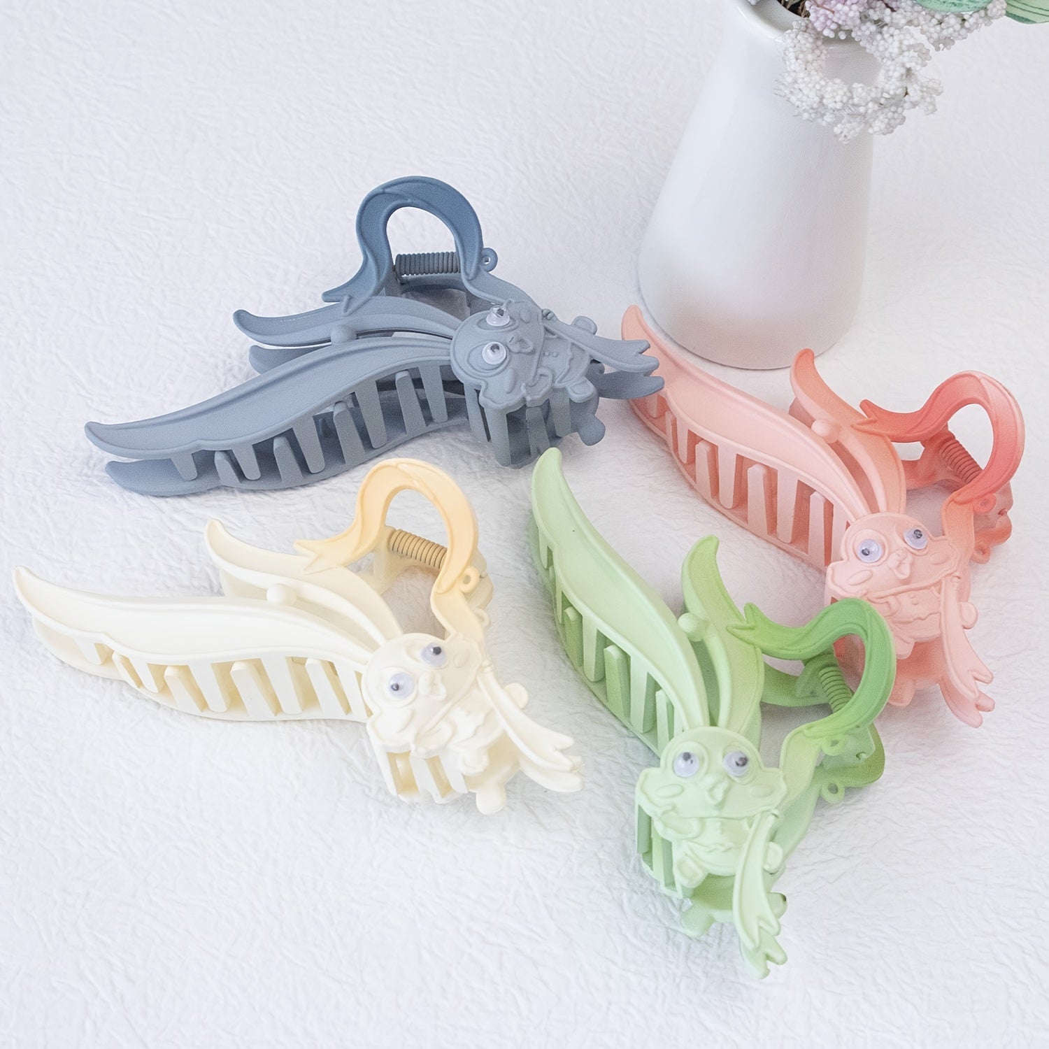 4pcs Rabbit Shaped Hair Claw with Long Rabbit Ears for Women Girls