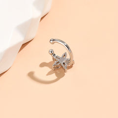 Zircon Inlaid Ear Cuff Flower Design 14K Plated Jewelry