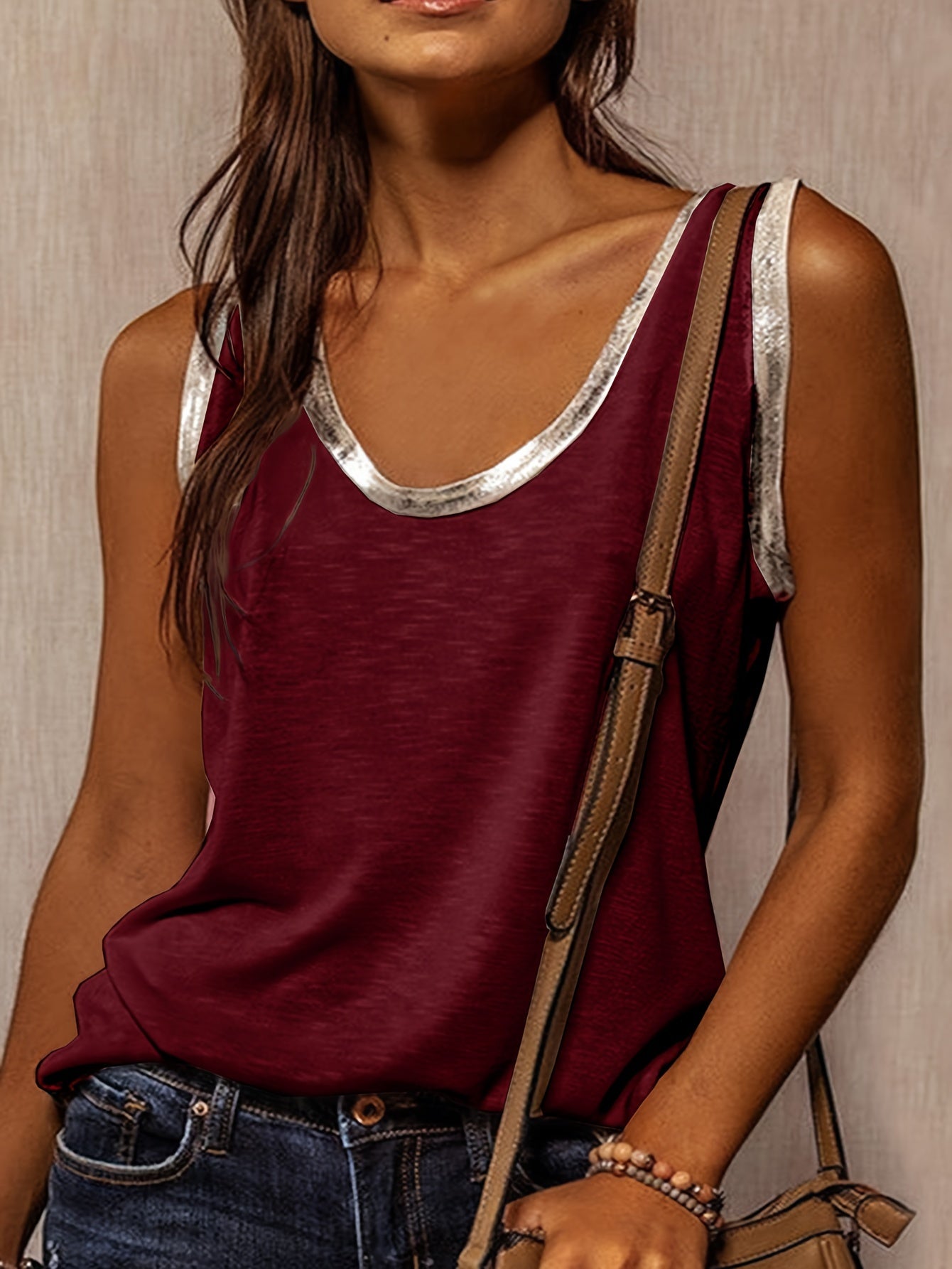  Solid V Neck Tank Top