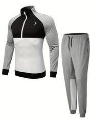 Men's Sports Suit Hooded Jacket & Pants for Gym Training