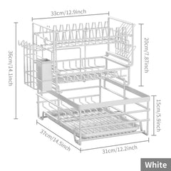 3 Tier Dish Drying Rack with Utensil Holder & Tray