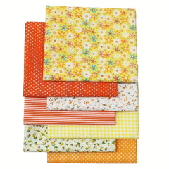 7pcs Yellow Sewing Pattern Fabric Pre Cut Square Bed Sheets For Quilting