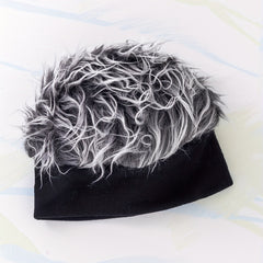 Leopard Print Wig Headband Elastic Hip Hop Beanie Unisex Knitted Hat