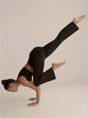  High Rise Flared Leg Trousers With Pockets