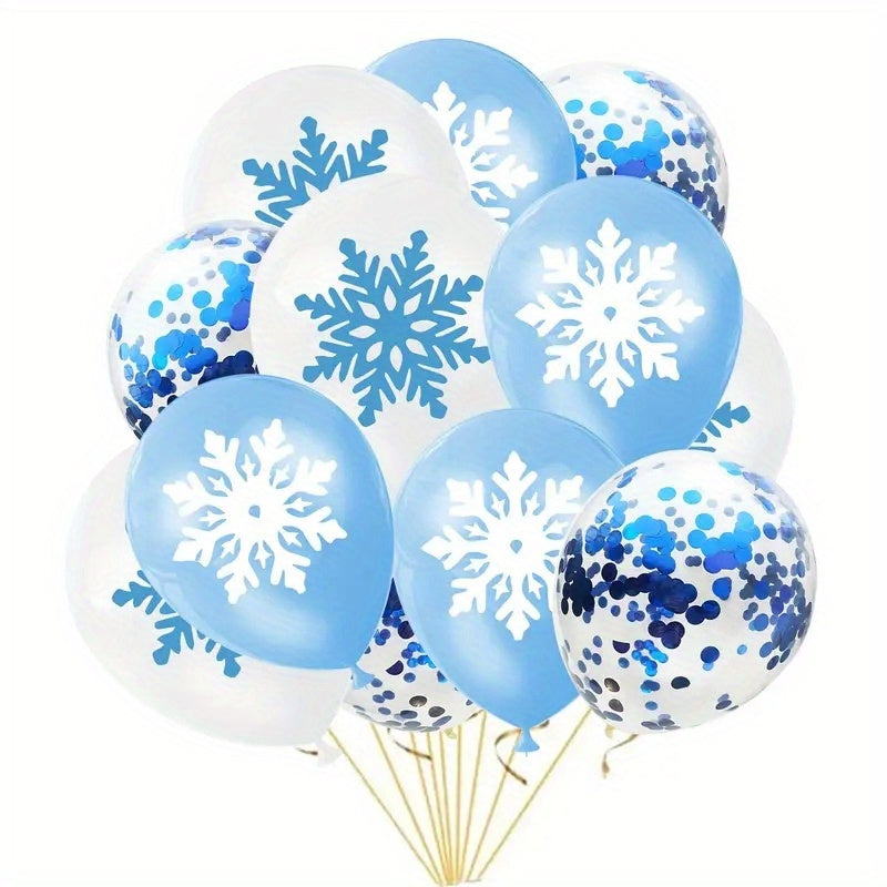 12pcs Snowflake Party Balloons 30 48cm - Birthday Party Supplies