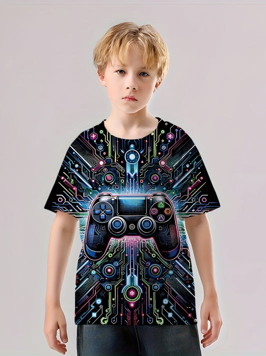 Game Controller 3D Print Boy's Casual Tee Short Sleeve
