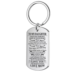 Stainless Steel Slogan Necklace Keychain Graduation Gift from Mom and Dad