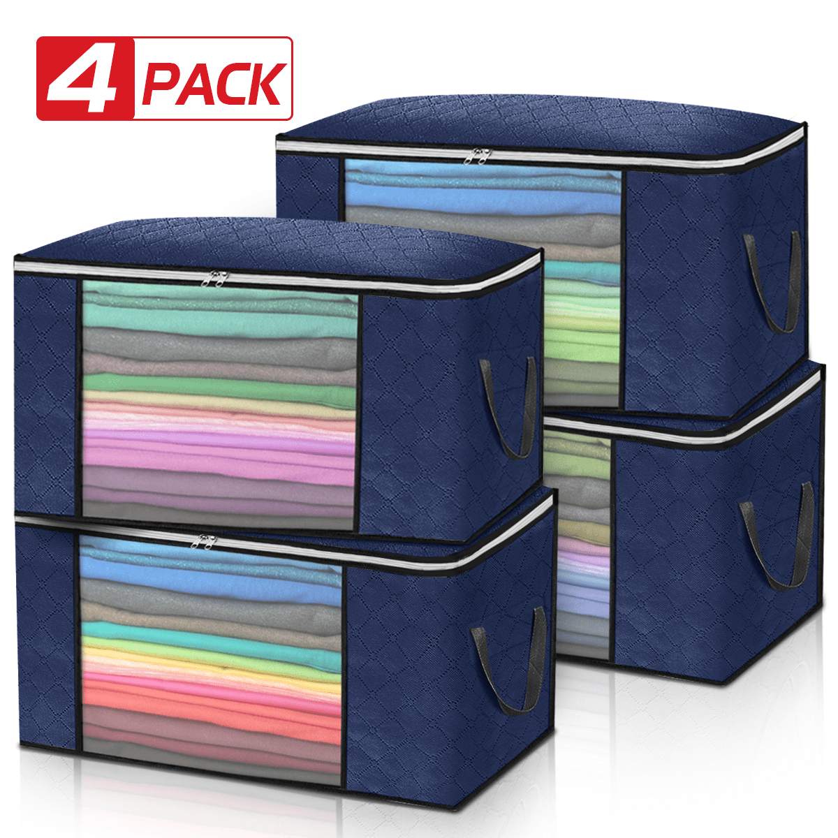 4pcs Non Woven Fabric Clothes Storage Box Large Capacity Basket