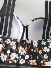 Floral Print Underwire One Piece Swimsuit