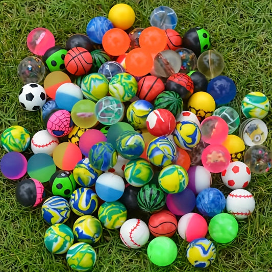 10pcs High Bouncy Balls Mixed Pattern For Kids Prizes 25MM