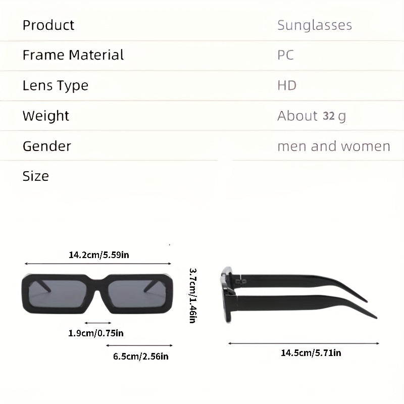 Y2K Rectangle Sunglasses Anti Glare UV400