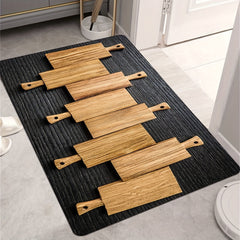 Wood Plank Pattern Rug Kitchen Print Floor Mat Washable Rectangular Carpet
