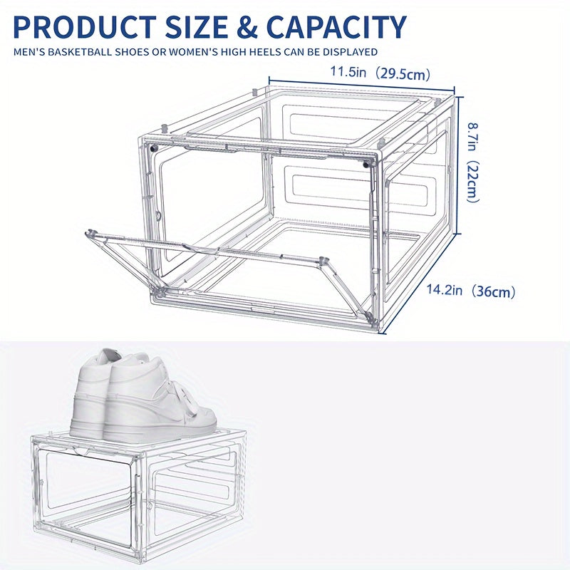 Foldable Magnetic Door Shoe Box Stackable Shoe Rack