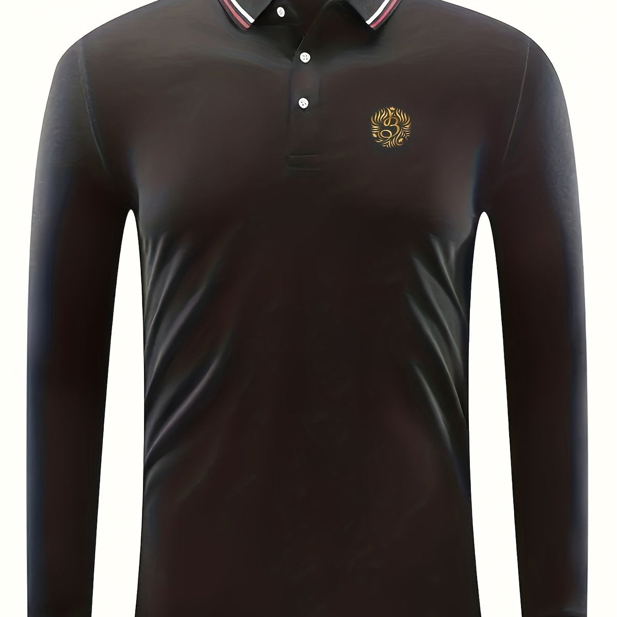 Symbol Print Men's Casual Long Sleeve Polo Shirt
