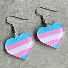Rainbow Heart Shaped Earrings Multicolor Acrylic Striped Jewelry