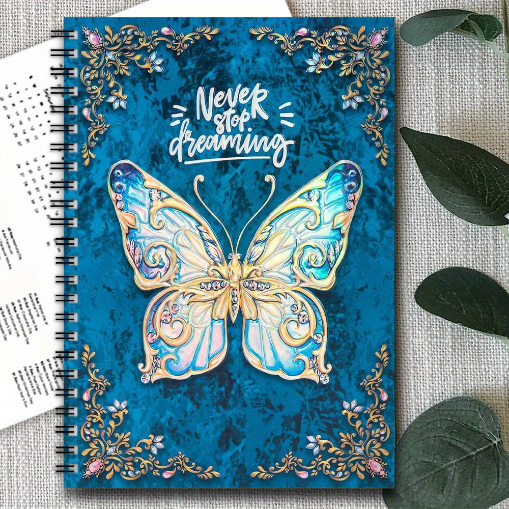 3D Butterfly Spiral Notebook Vibrant & Golden 100 Pages Ideal for Work Study Jou